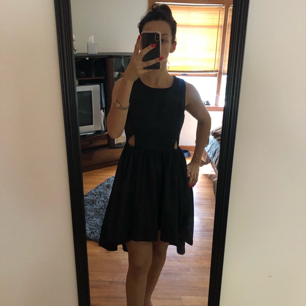 High low cut out dress